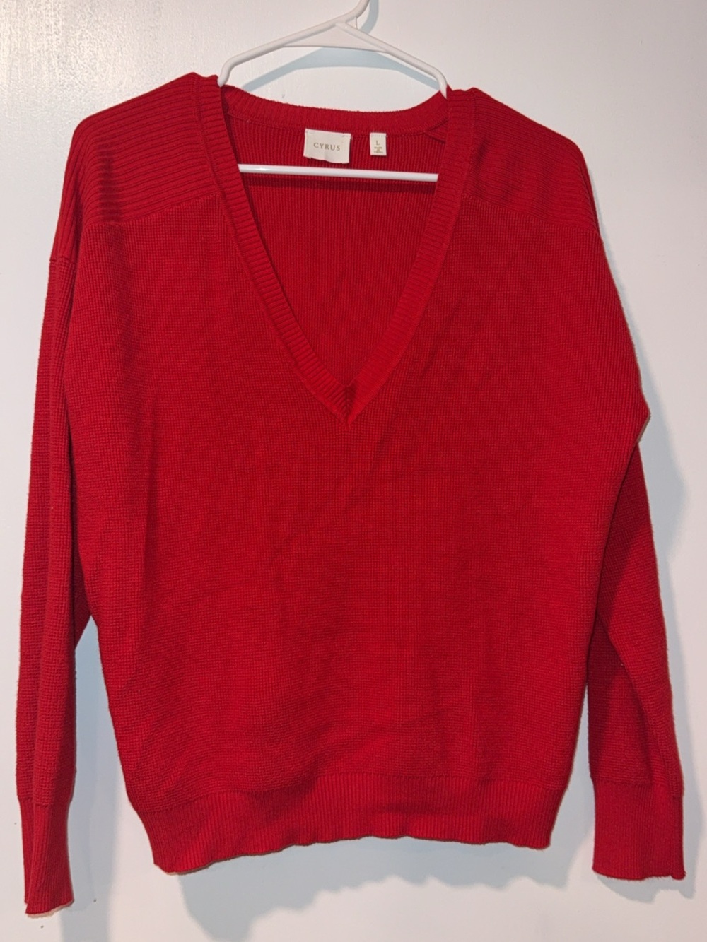 Cyrus Bold Red V-Neck Knit Sweater